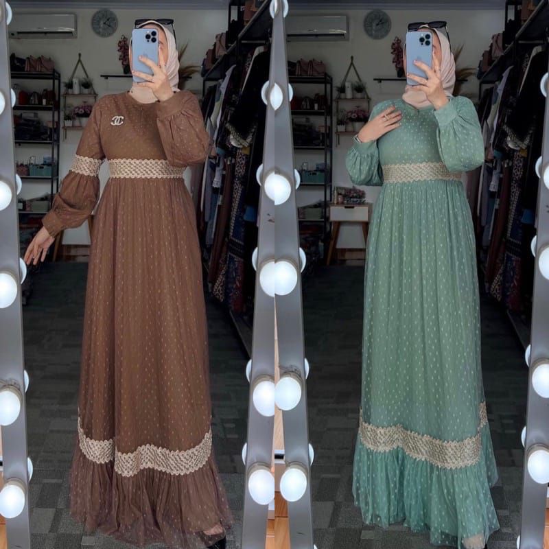 [Fashion Muslim] CELLINE DRESS | gamis tile renda maxy terbaru