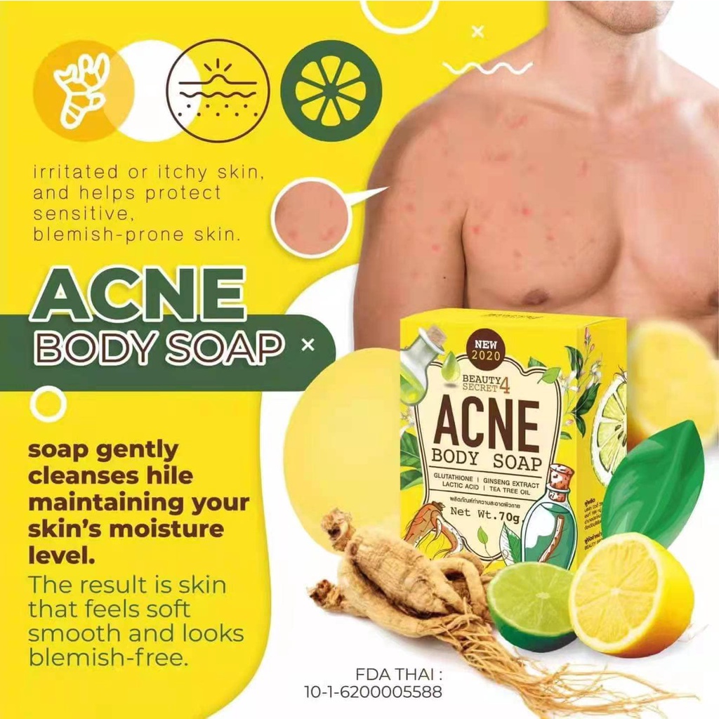 [TERMURAH] Beauty Secret Acne Body Soap | Sabun Jerawat | Jerawat Punggung Badan | Best Seller di Thailand