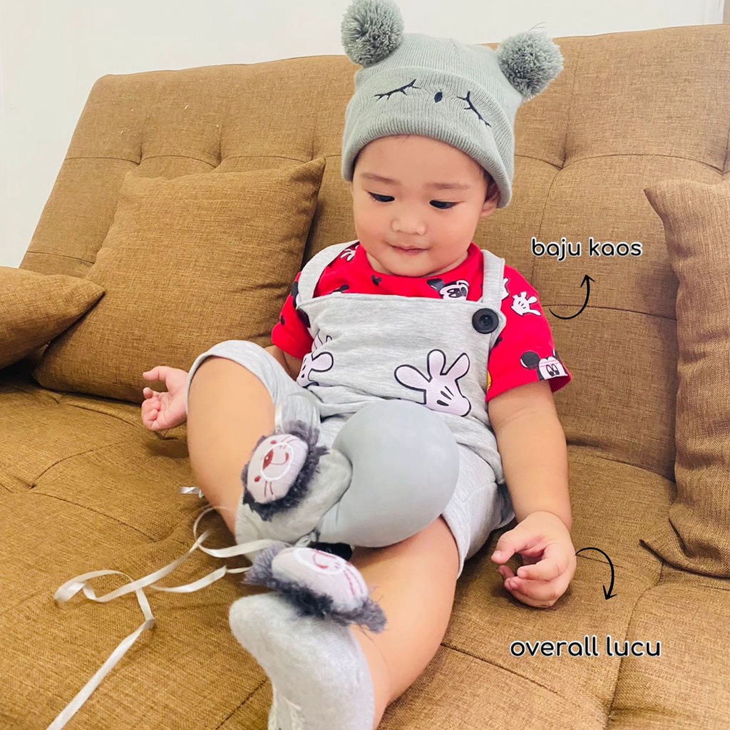 JUMPER ANAK monsieur tangan tikus / kittenbell babeebabyshop Setelan baju kaos dan overall kodok motif lucu