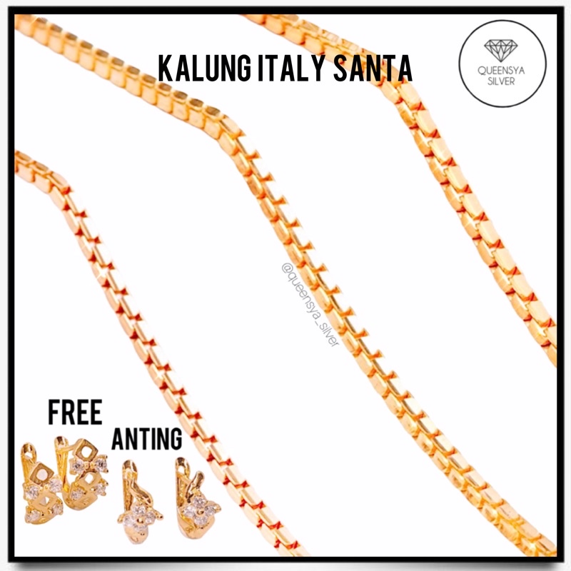 Kalung Perak Pria Wanita Italy Santa Asli Silver 925 || Lapis Emas Kuning || Aksesoris Fashion Korea