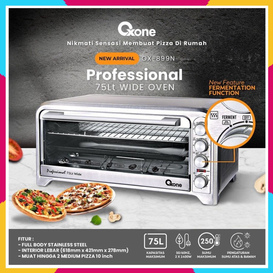 Professional 75lt Wide Oven Stainless Steel Oxone OX-899N