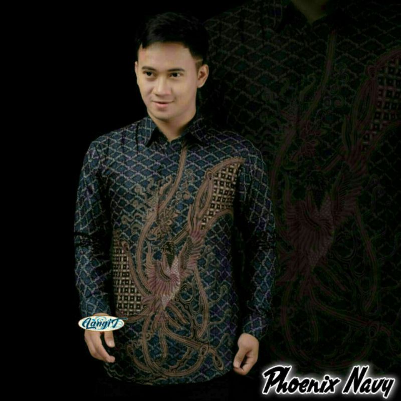 KEMEJA BATIK PRIA LENGAN PANJANG HITAM MANIS M L XL XXL