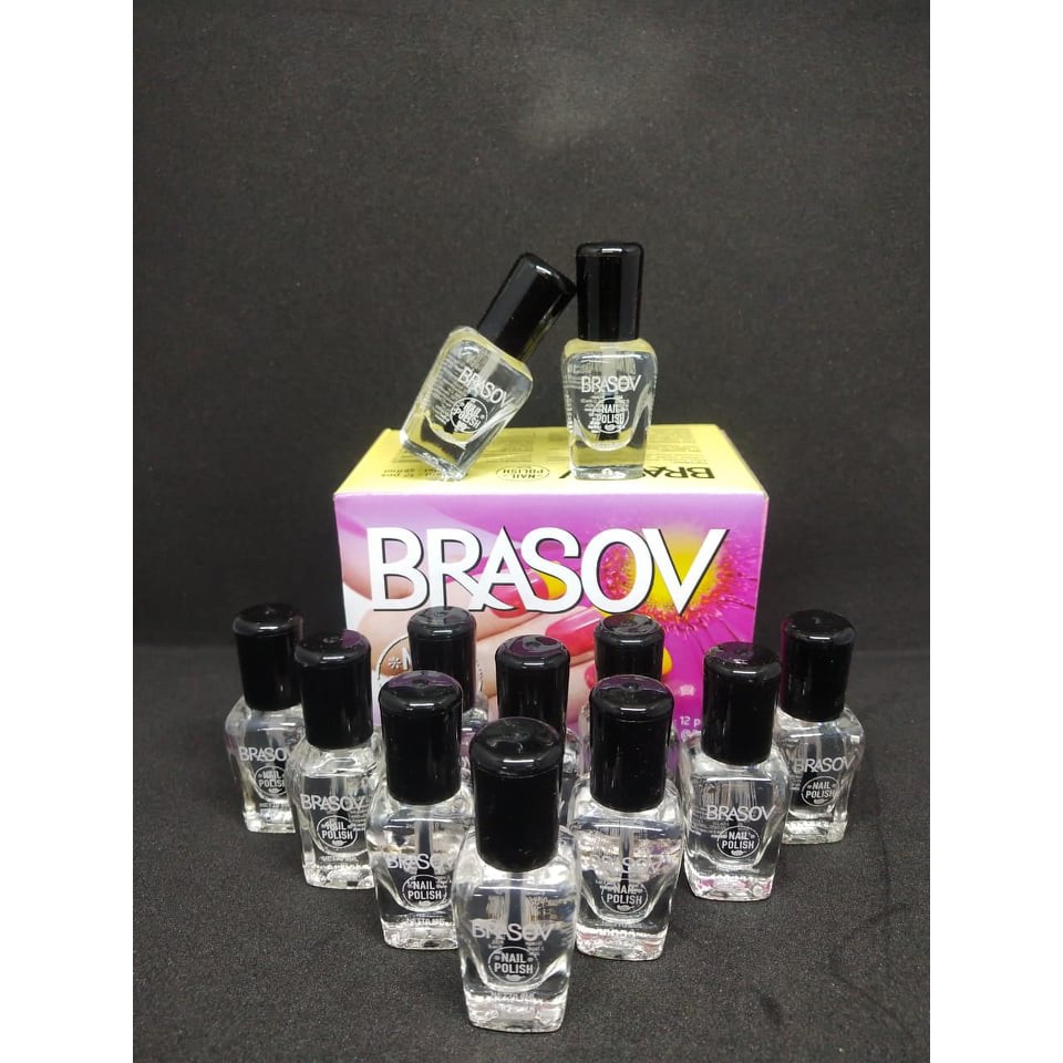 [12 PCS] KUTEK BRASOV LUSINAN ORIGINAL BPOM - GLITTER / MERAH / HITAM / BENING / PINK KUTEKS PERBOX