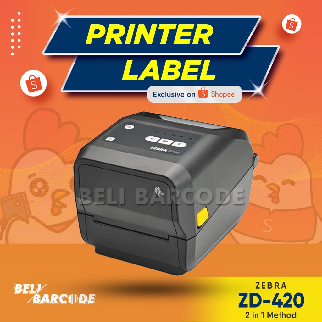 BARCODE PRINTER ZEBRA ZD420 CETAK LABEL THERMAL SEMICOATED 203 DPI USB