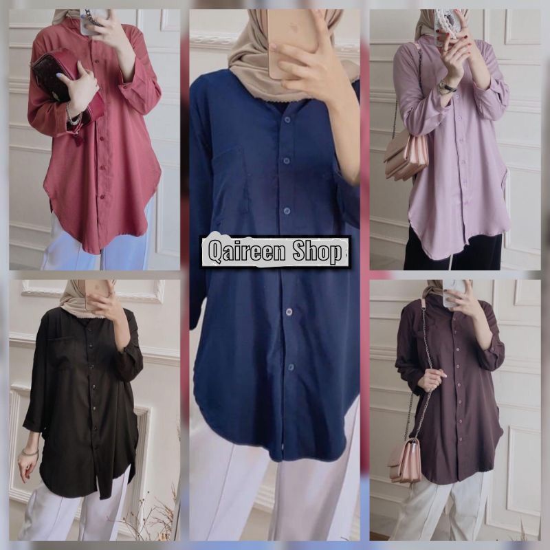 Baju Kemeja wanita Tunik Polos Tunik Shakila Atasan Wanita Kemeja Tunik Fashion Muslim