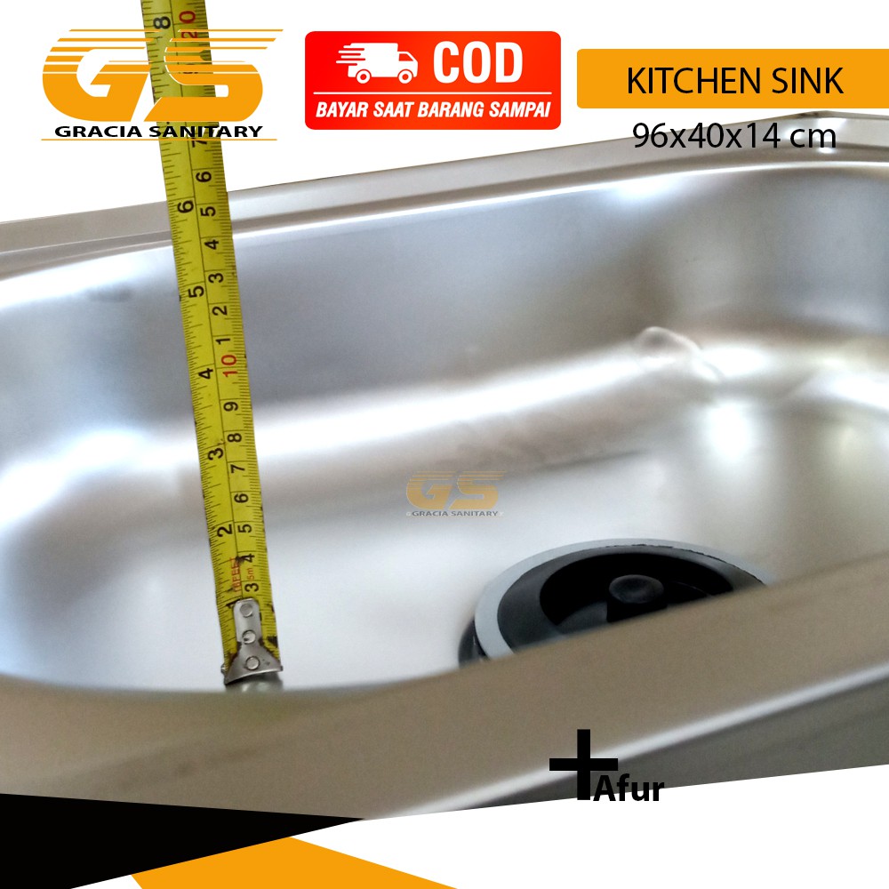 Bak Cuci Piring Stainless 1 Lubang Kitchen Sink 96 x 40 x 14 Cm