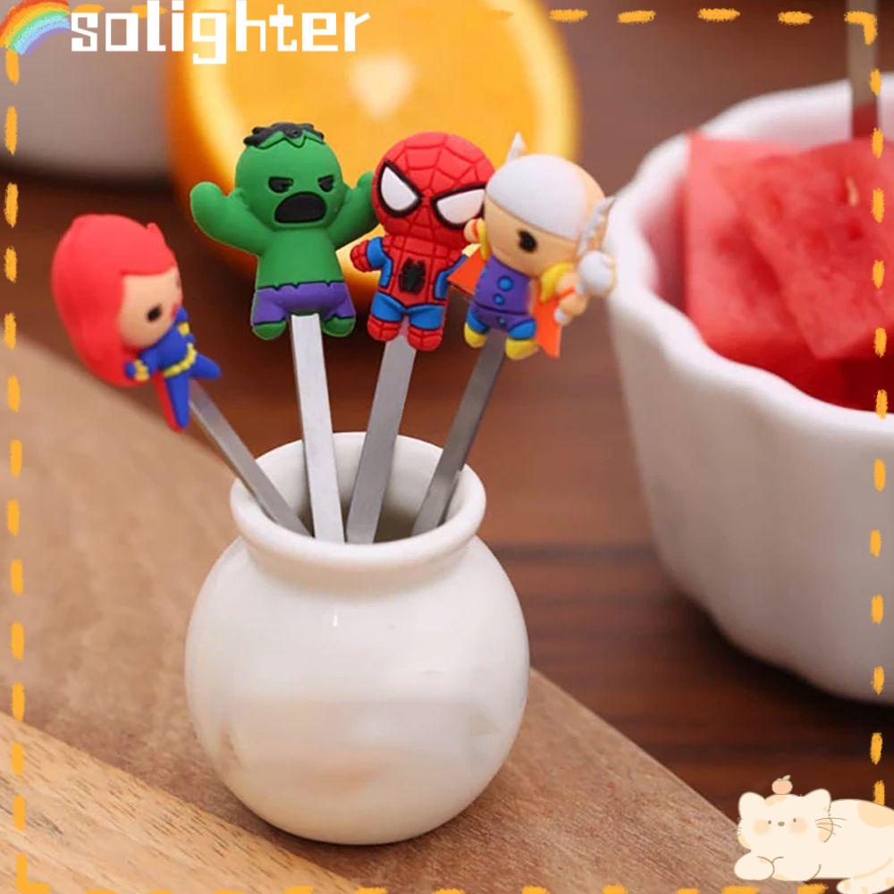 Solighter Set Garpu Mini Desain Kartun Avengers Hero Untuk Anak Kecil