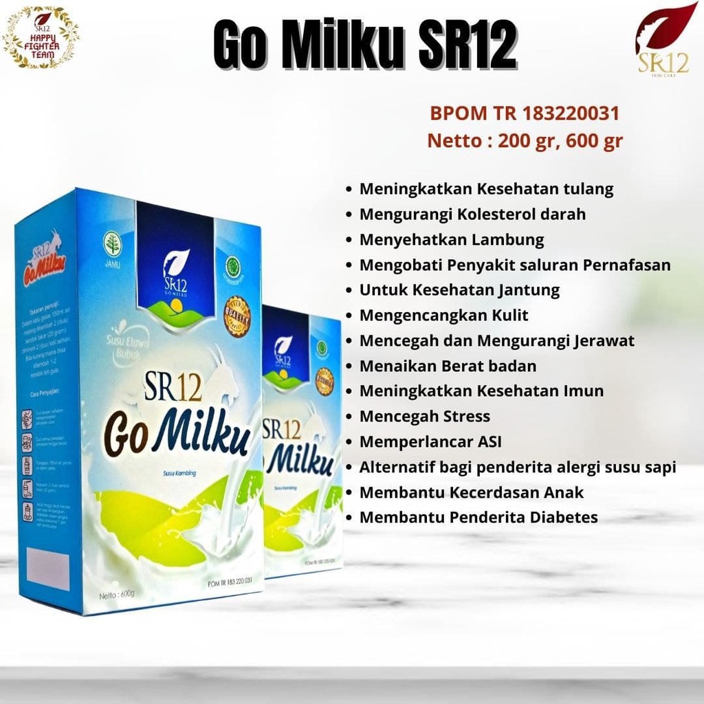 

SR12 GO MILKU SUSU ETAWA TERBAIK / GOMILKU SUSU KAMBING KUALITAS PREMIUM / GOAT MILK SUSU BUBUK BPOM