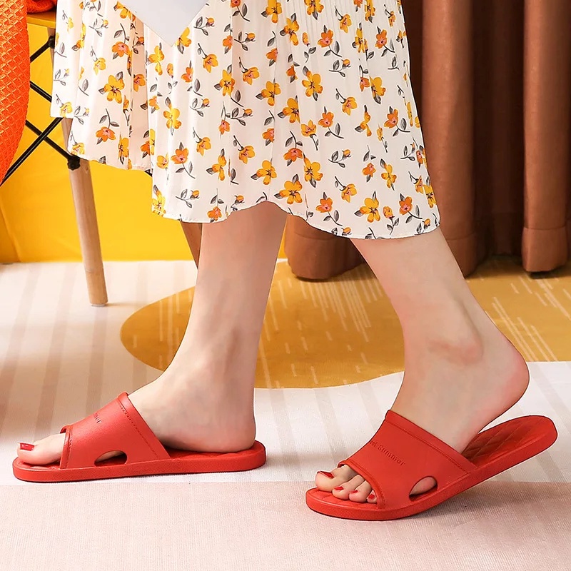 Sandal Slop Wanita Bahan  Karet Polos Korean Style Import Real Pict Tmall88