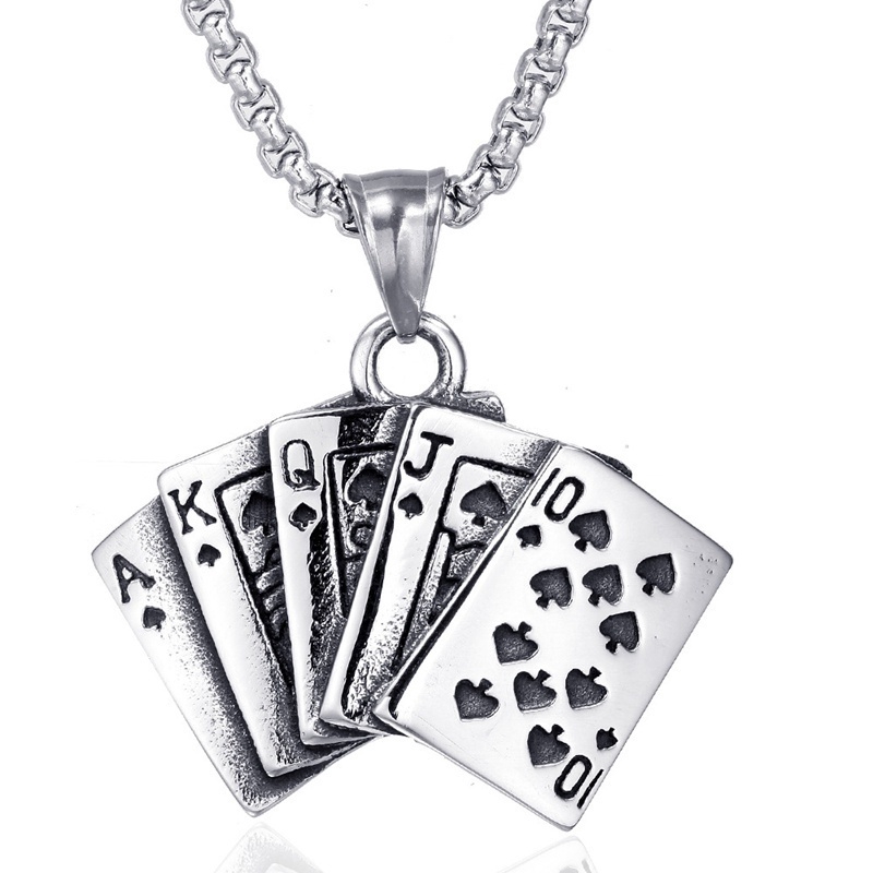 New men's fashion poker Pendant Necklace punk jewelry