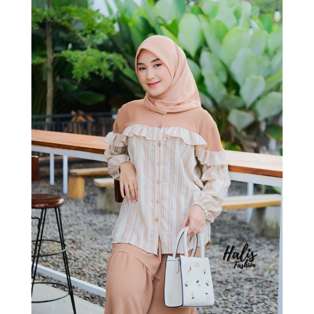 Set Rok Crinkle Salur By Halis Fashion//Setelan Rok Crinkle//Setelan Rok