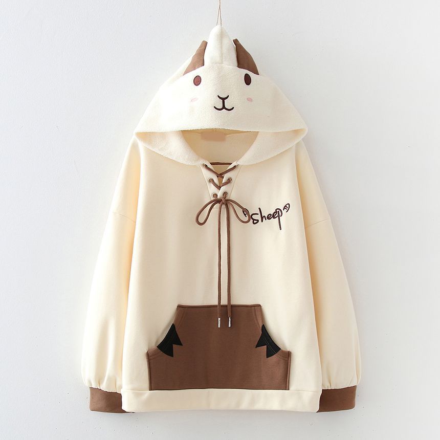 Vallina Hoodie Premium Cartoon Sheep Sweater Wanita Korean Style-6
