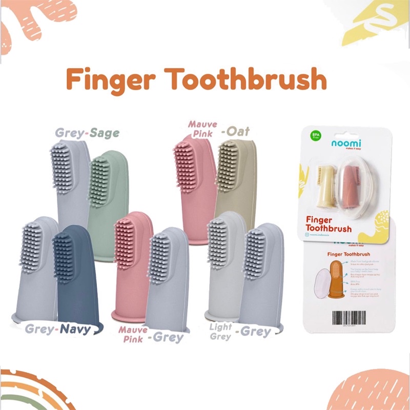 Noomi Silicone FInger Toothbrush Isi 2pcs - SIkat Lidah Bayi