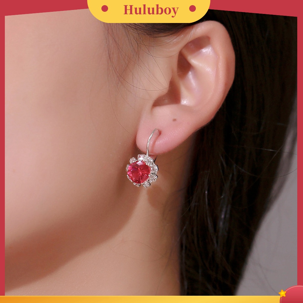 Hu Hu Hu Hu Hu Alat Bantu Pasang Kacamata♡ Anting Tusuk Bentuk Bunga Bulat Hias Kristal Cubic Zirconia Imitasi Untuk Wanita