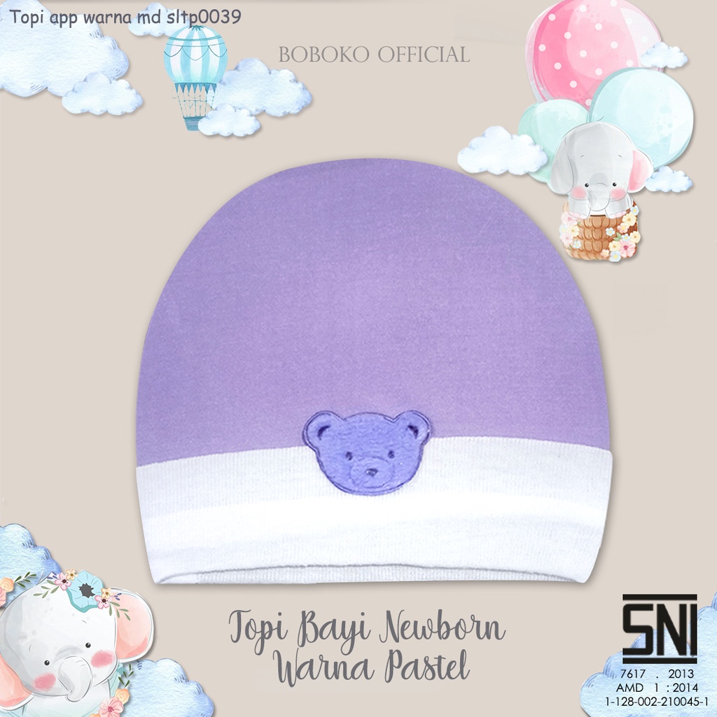 BOBOKO Topi Bayi Newborn Warna Pastel 0-3 bulan