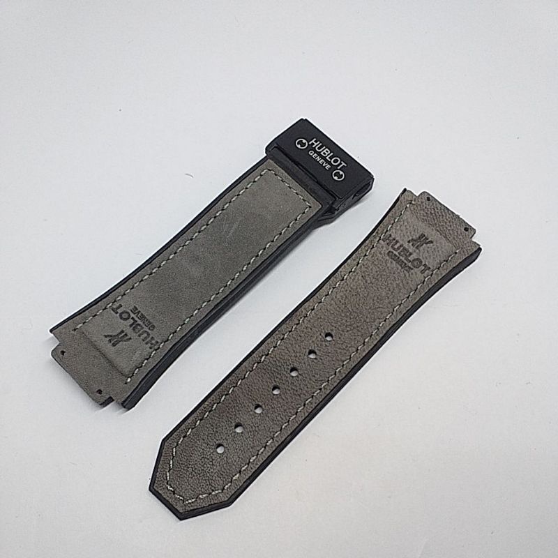 TALI STRAP JAM TANGAN KULIT KOMBINASI KARET WARNA ABU-ABU PLUS BUCKLE