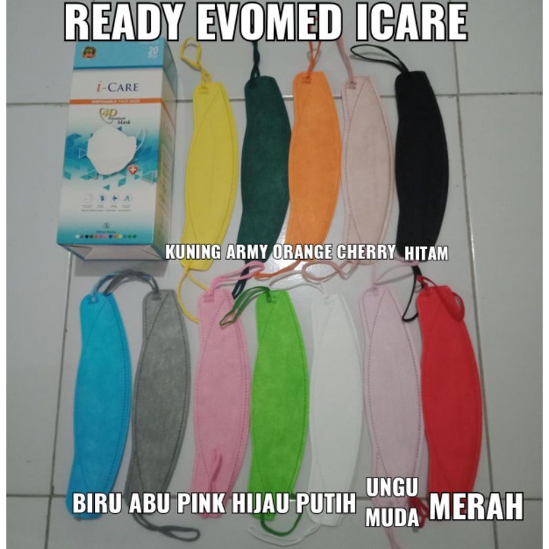 READY STOK KF94 MERK ALKINDO DAN ICARE I CARE EVO 4D PLUS mask hitam putih abu biru brown dan turkish. kf 94 hijau tosca dan coklat