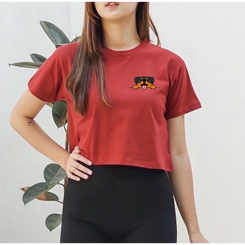 Kaos crop top motif cotton combed 30s | Kaos polos wanita crop tee | Kaos crop terbaru