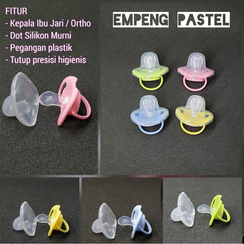 Empeng Pacifier Bayi Warna Pastel / Dot Bayi Bulat / Dot Bayi Gepeng + Tutup Empeng HIGIENIS