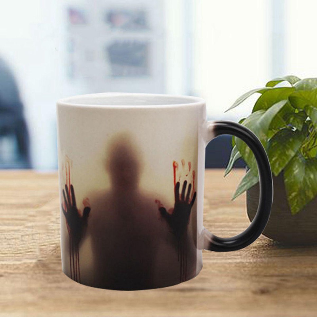 [Elegan] Mug Kopi Zombie Keramik Dekorasi Halloween Kreatif Sensitif Panas Berubah Warna Peralatan Minum