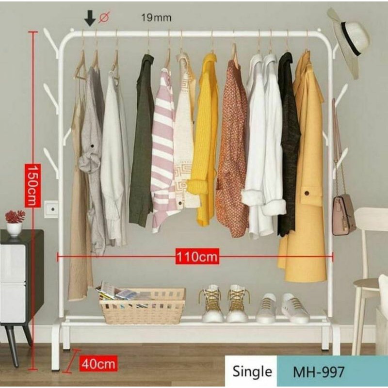 MILIKI Gantungan Baju Stand Hanger Gawang Double Rack Rak Gantungan Baju Serbaguna Stand Cloth Hanger Gawang Rak Jemuran Pakaian Portable LARIS_UNIK