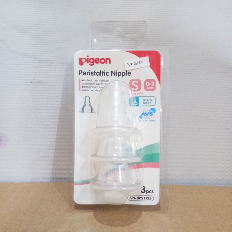 PIGEON PERISTALTIC NIPPLE SLIM NECK 3PCS S, M, Y, L