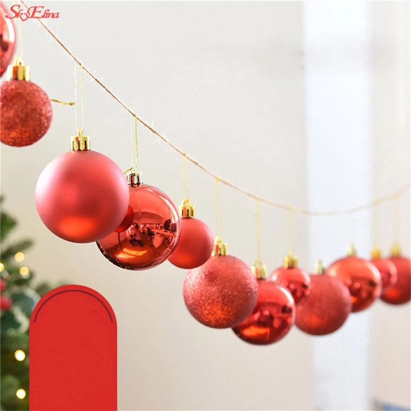 Ornamen Glitter Pohon Natal Pesta Pernikahan 24Pcs/Set Bola Dekorasi Gantung Bola Plastik