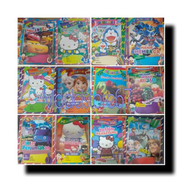 BUKU ANAK 'MEWARNAI' MEWARNAI & BELAJAR.untuk TK/PAUD/PRA TK-SD. BINTANG INDONESIA