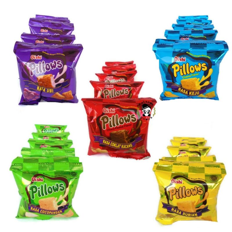 

Oishi Pillows Rasa Coklat/Ubi 1 Renceng 20 pcs x 6 gr