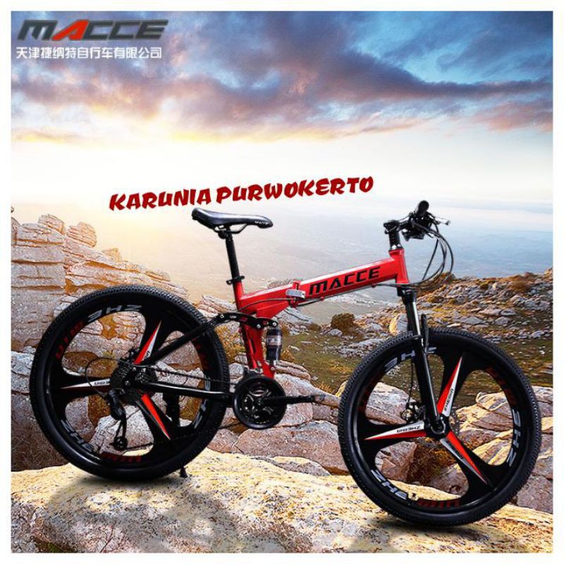 SEPEDA MTB LIPAT MACCE GUNUNG VELG BINTANG 21 SPEED IMPORT