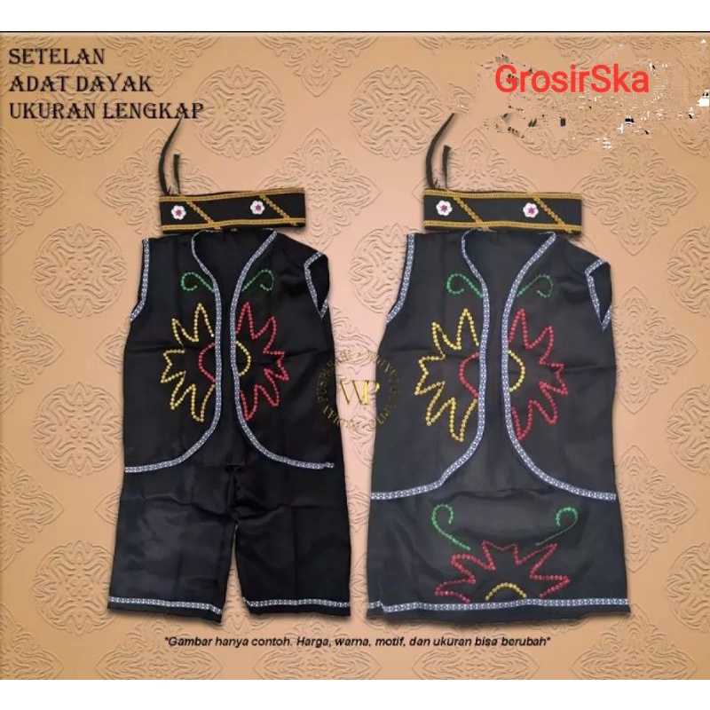 Setelan Couple Baju Adat Dayak Anak Usia TK, SD, SMP - Satu Set Cowok + Satu Set Cewek Baju Adat Dayak Anak