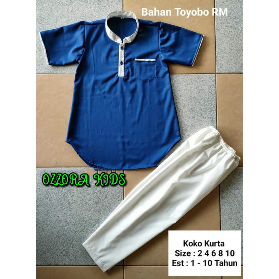 Baju Koko kurta anak setelan usia 1-10 tahun bahan toyobo PREMIUM lengan pendek