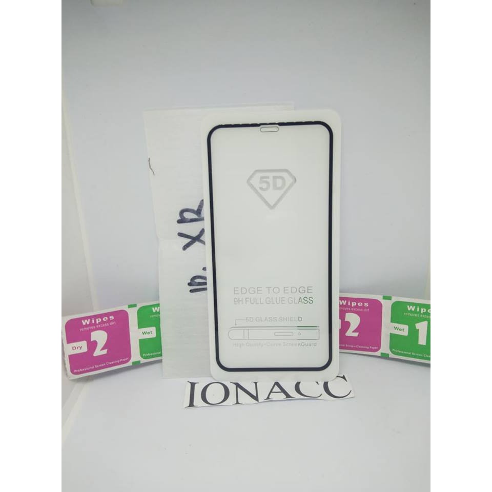 TEMPERED GLASS FULL LEM 5D 9D IPHONE XR ANTI GORES KACA FULL LEM -COVER