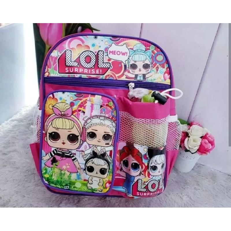Tas ransel anak PAUD TK karakter lol hello kitty gratis botol minum - tas anak
