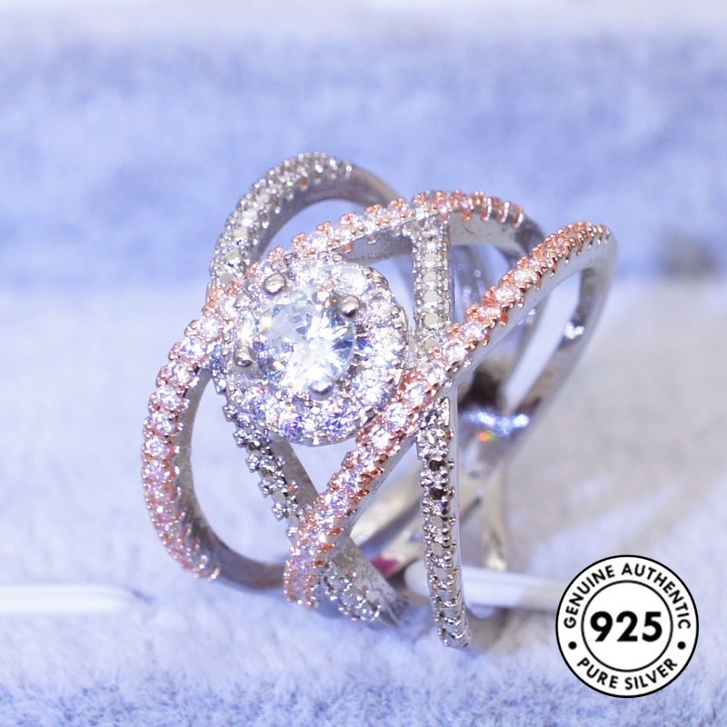 Cincin Bahan S925 Silver Warna Rose Gold Untuk Wanita