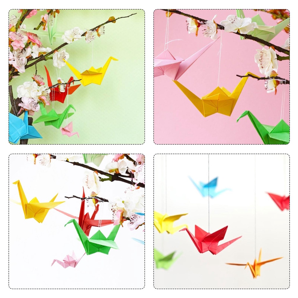 100pcs Kertas Origami Lipat Handmade DIY Bentuk Persegi Warna Polos Untuk Dekorasi Kartu / Scrapbook