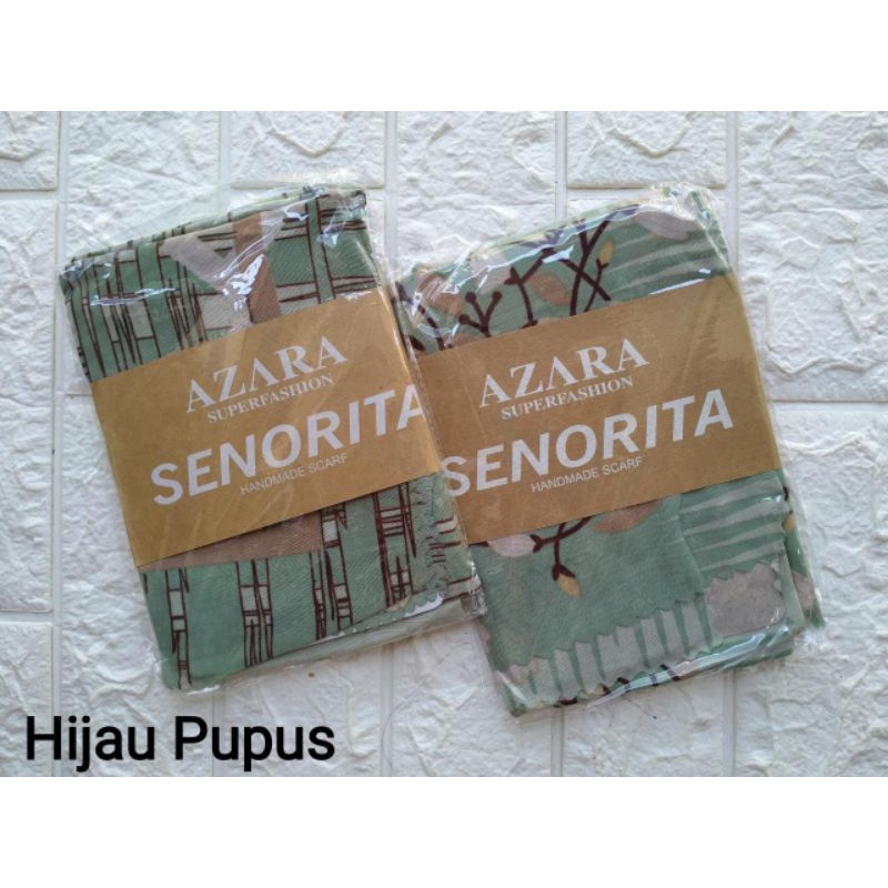 (original Azara) segi empat SENORITA MOTIF LC •• hijab segi empat Motif-Hijau pupus
