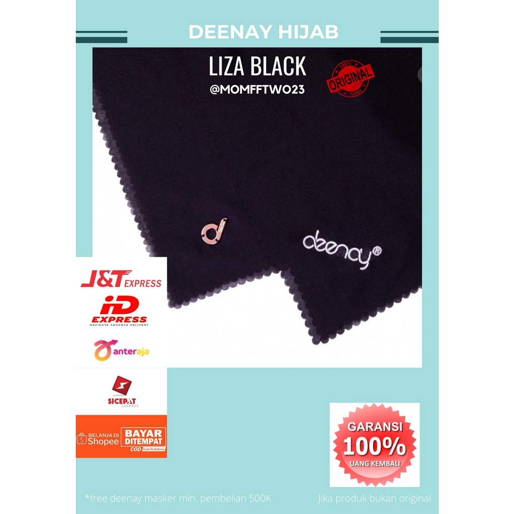 Kerudung Deenay Liza Black Series Ori / Jilbab Segi Empat Voal Polos Hijab Ultrafine