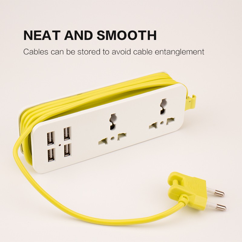 Bonkyo Stop Kontak Power Strip Adapter with 4 USB Ports  and 2 Lubang Colokan