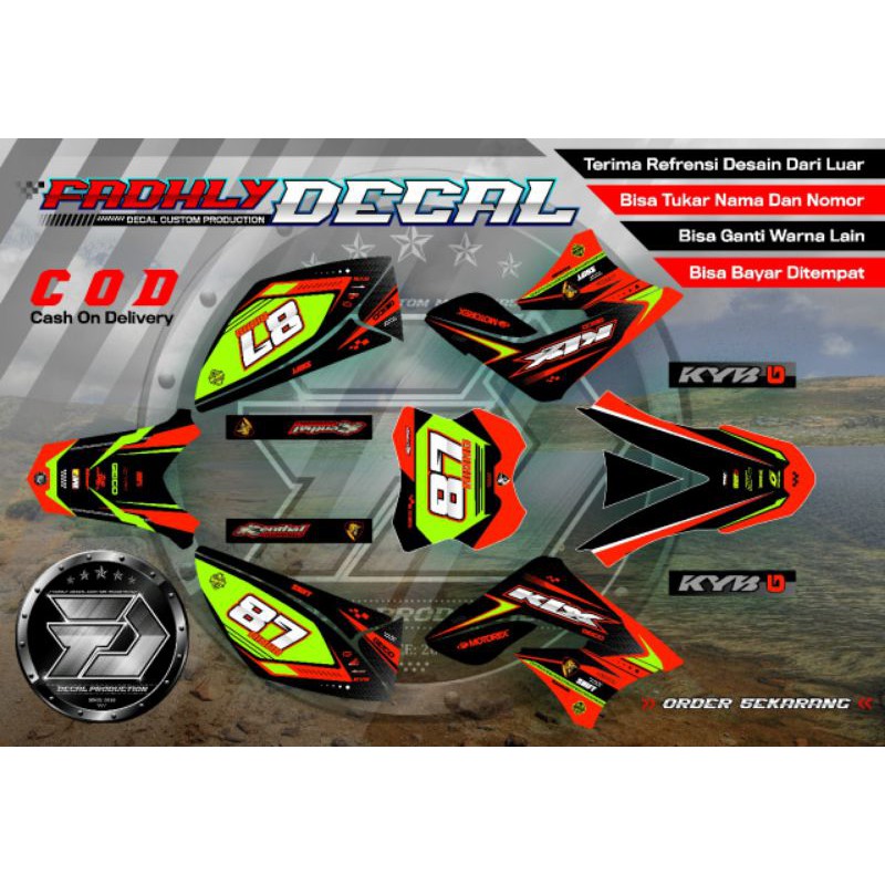 decal klx l / s / dtracker old hitam merah stabilo keren sticker fullbody