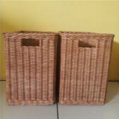 keranjang persegi kotak rotan laci penyimpanan barang serbaguna 30x22x32 cm