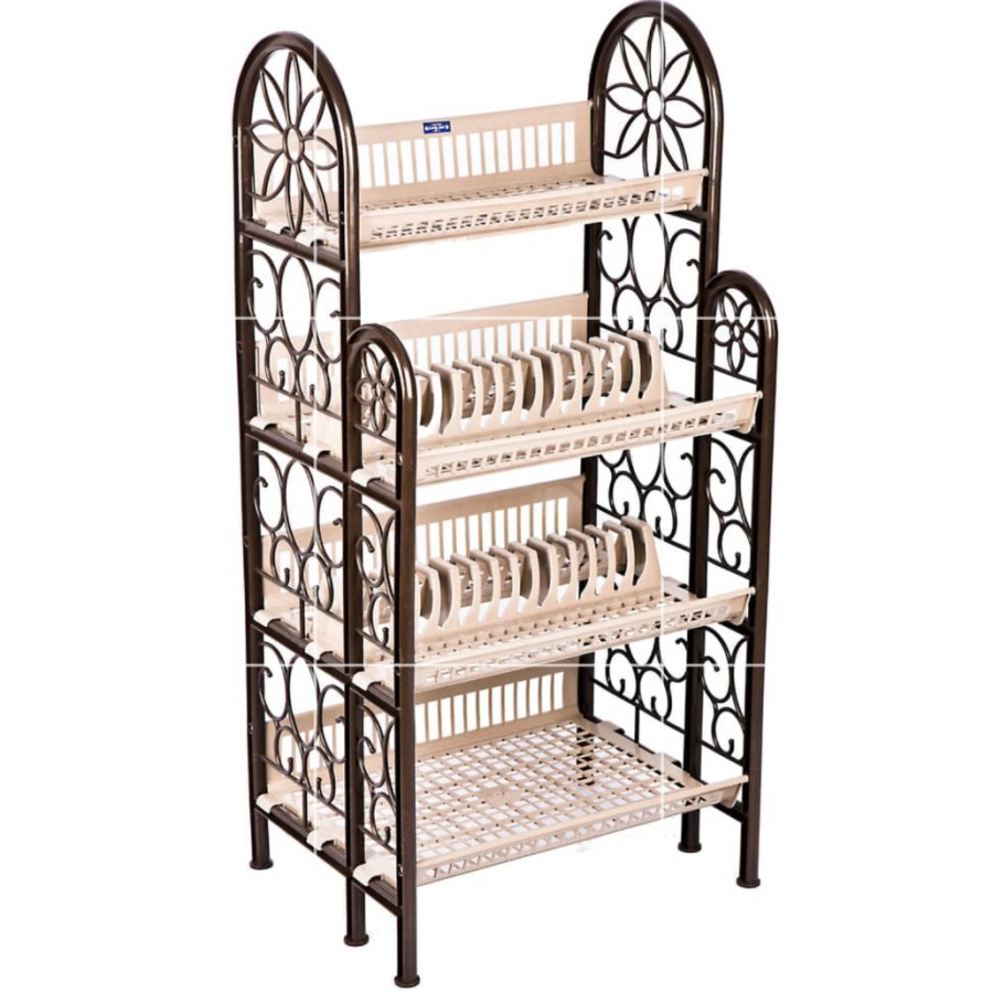Rak Piring Susun 4 Dapur Mastro Lucky Star Maestro Plastik Coklat Bird