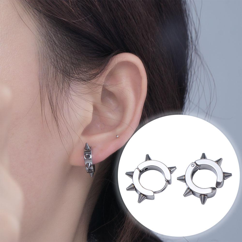 Mxbeauty Punk Paku Keling Klip Telinga Mode Hip Hop Spike Earcuffs Perhiasan Tulang Rawan Telinga Cuff Stud Earrings