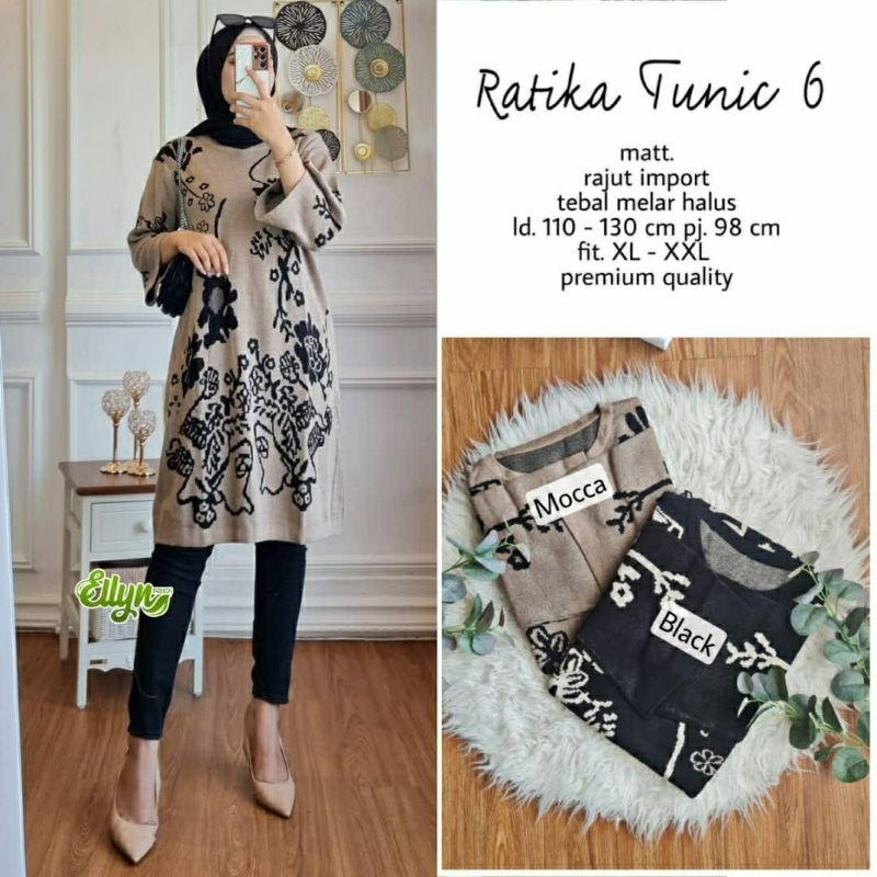 Ratika Tunic #6, TUNIK RAJUT CANTIK FIT XL-XXL LD 110-130 BAHAN RAJUT IMPORT JUMBO CANTIK MODIS OOTD