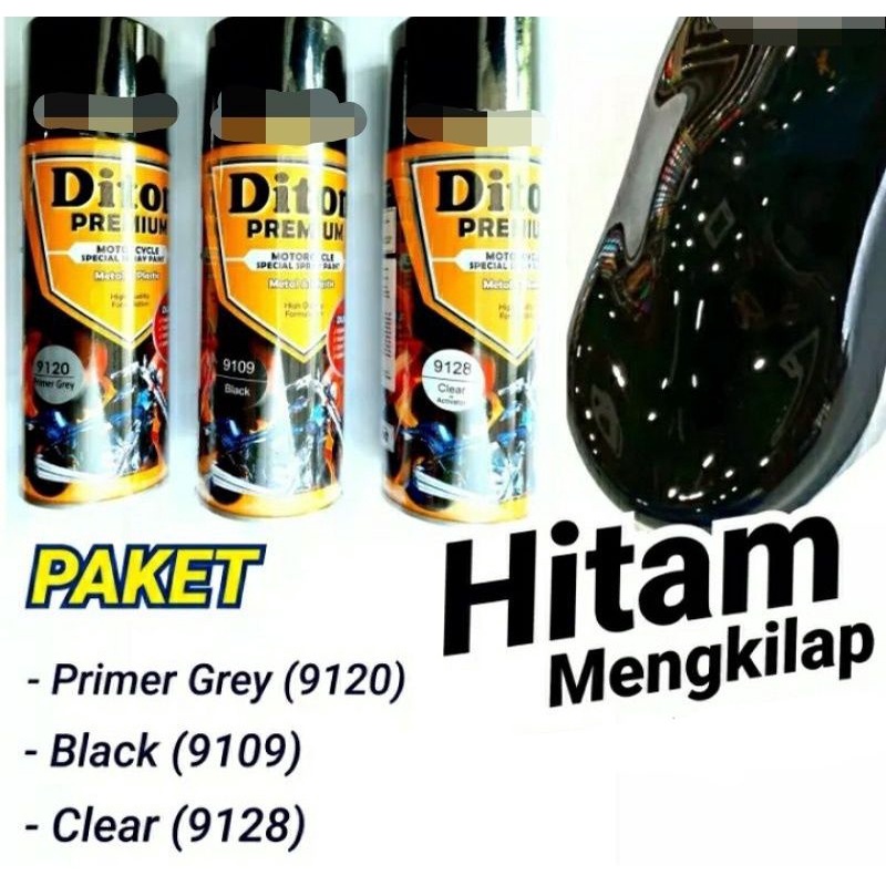 PAKET DITON PREMIUM HITAM KILAP/BLACK GLOSSY - BURAM /DOFF/FLAT,- METALIK PILOX CAT SEMPROT TAHAN BE