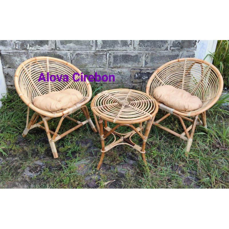  Kursi  Teras  1 set Rotan  Alam Asli  Bentuk Keong Shopee 