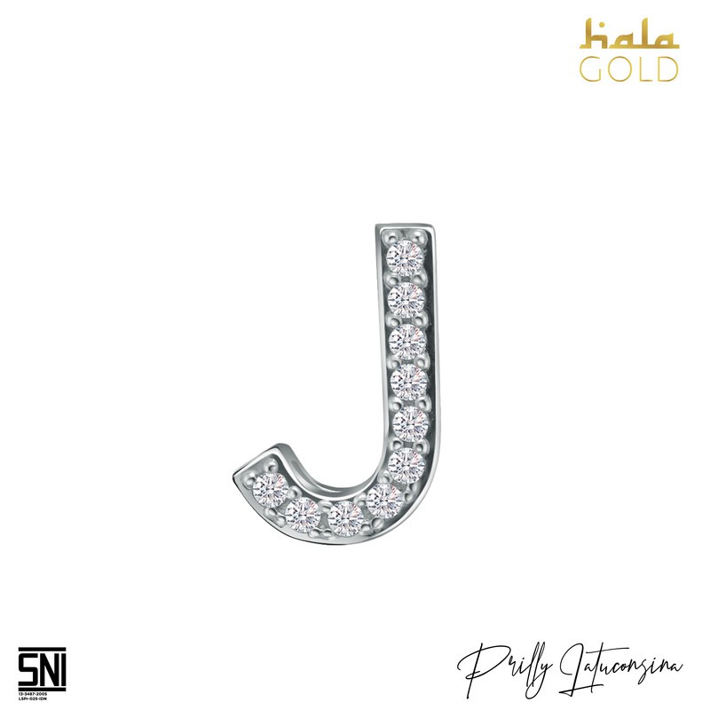 Liontin Emas Prilly Lop U Gold Huruf Alphabet J