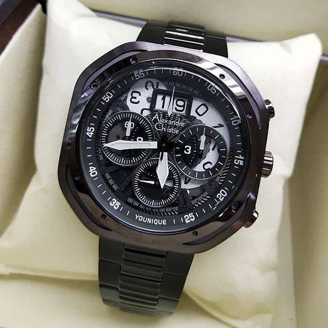 JAM TANGAN ALEXANDRE CHRISTIE PRIA AC 6468 BLACK PURPLE ORIGINAL