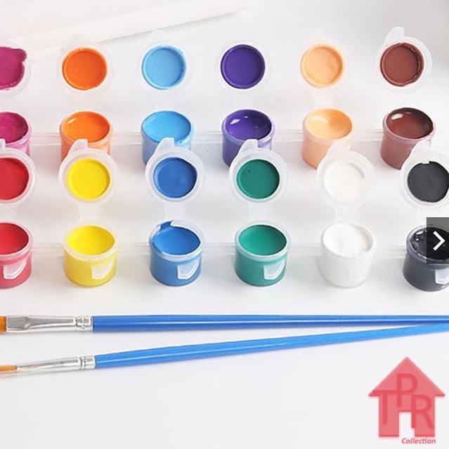 

۞ Cat Akrilik Untuk Prakarya Tanah Liat - 12warna + 2kuas ♘