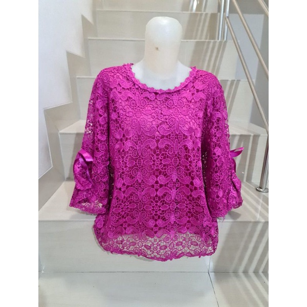 Blouse Brukat Warna Jumbo XL, 2XL, 3XL-918 Kilap Violet